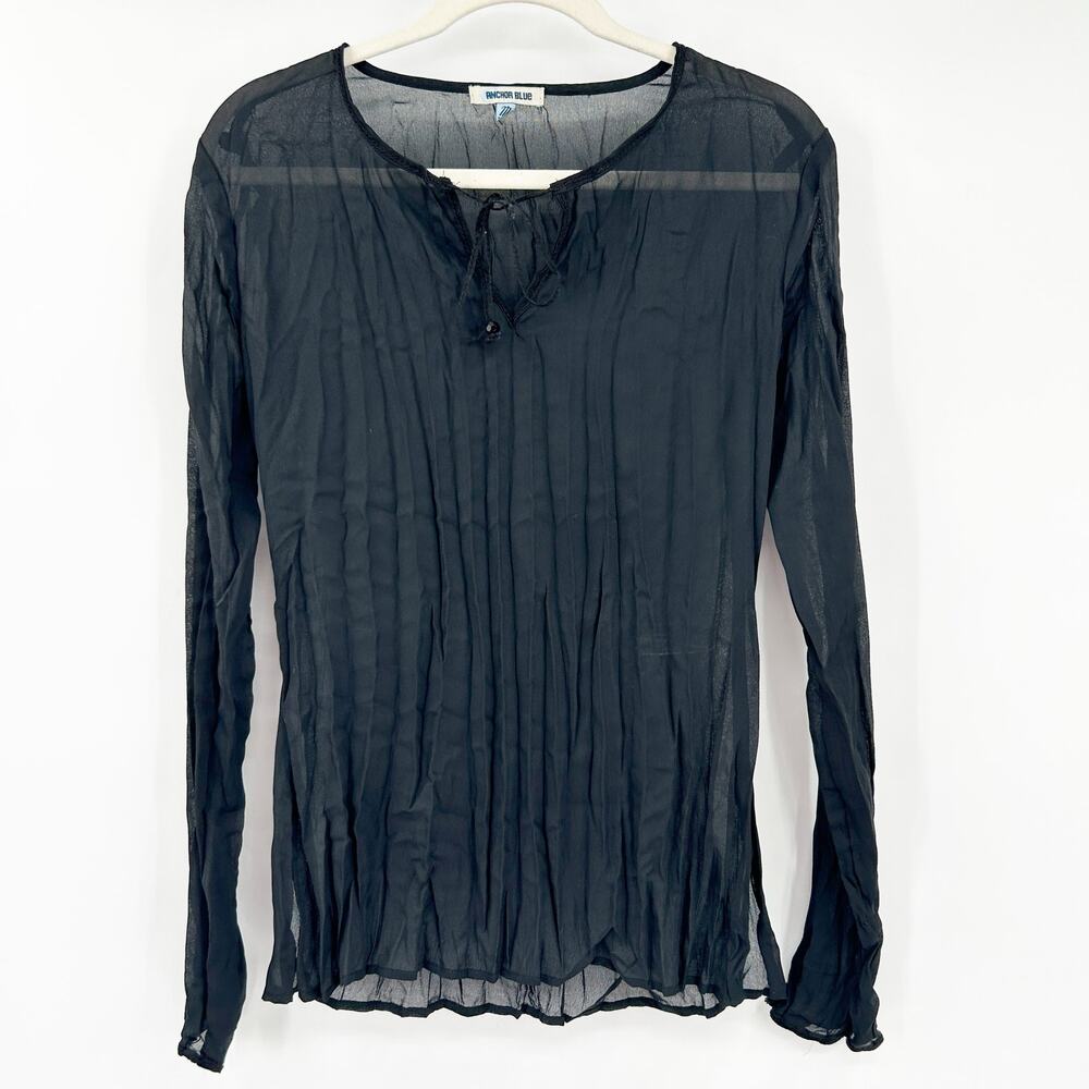 Anchor‎ Blue Womens Y2K Vintage Dark Witchy Sheer Whimsigoth Top Size M Black